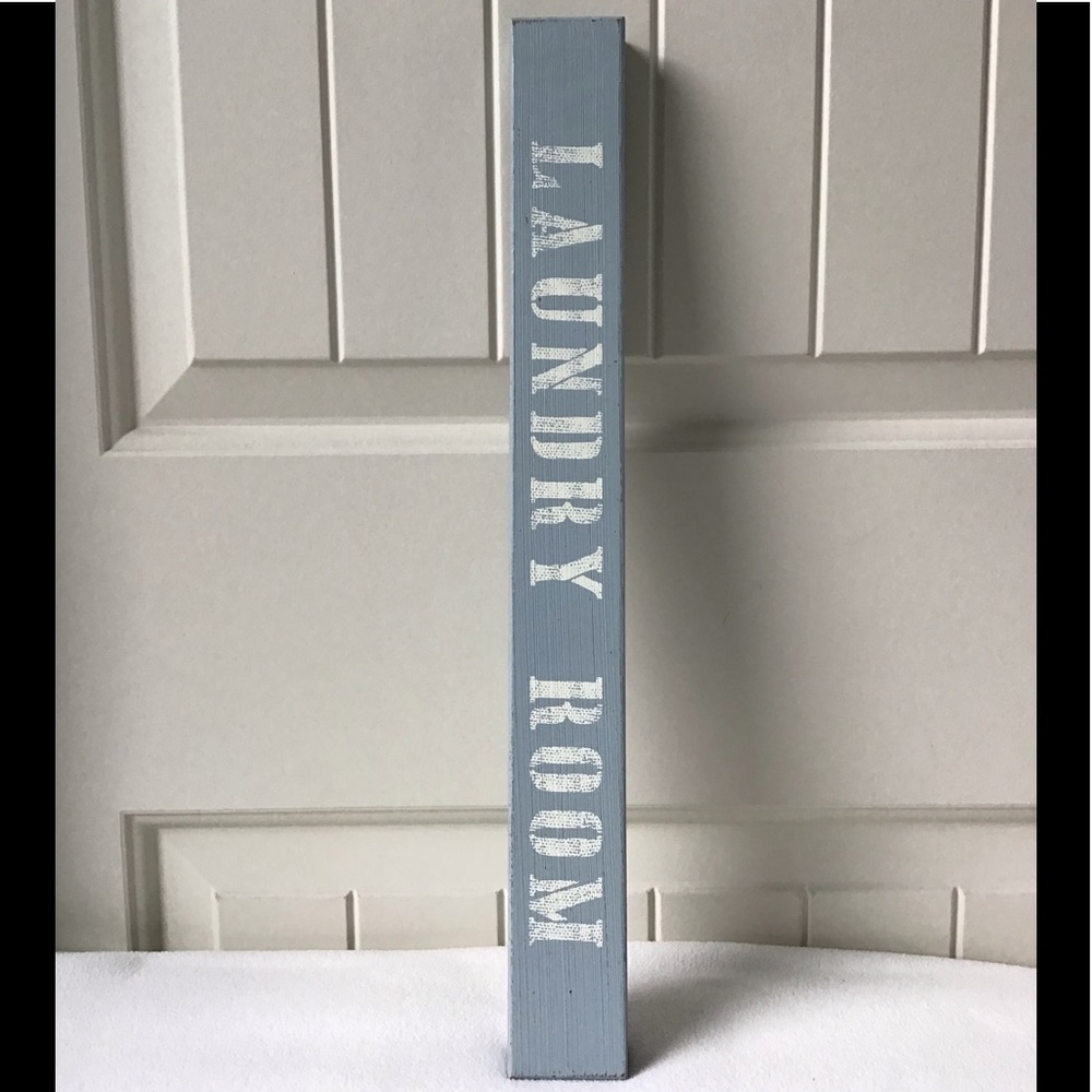 Blue Block Wood Laundry Room Box Sign